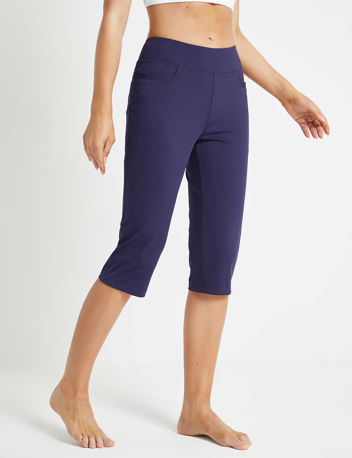 BALEAF Women's 15 inch Capri Yoga Pants with Pockets Cotton Wide Leg  Exercise Workout Crop Straight Open Petite Bottom - AliExpress