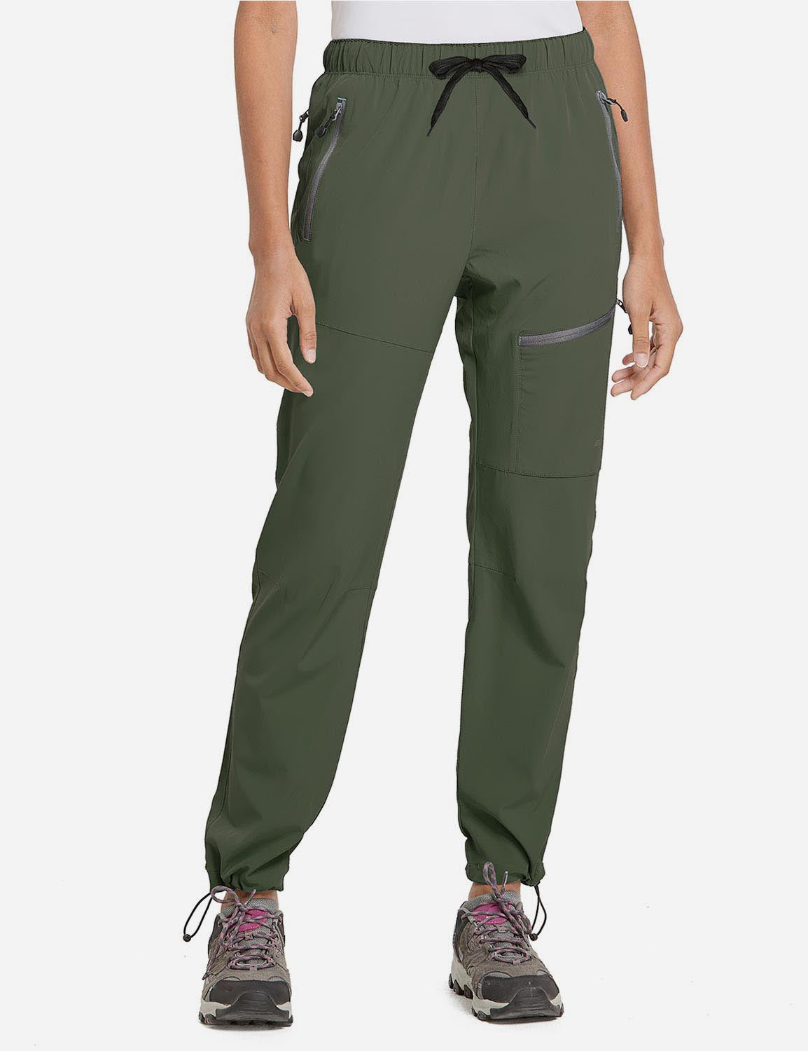 BALEAF Hiking Pants for Women, High Waisted Water Resistant Joggers with  Zipper Pockets, Lightweight Quick Dry Outdoor, Army Green, X-Small