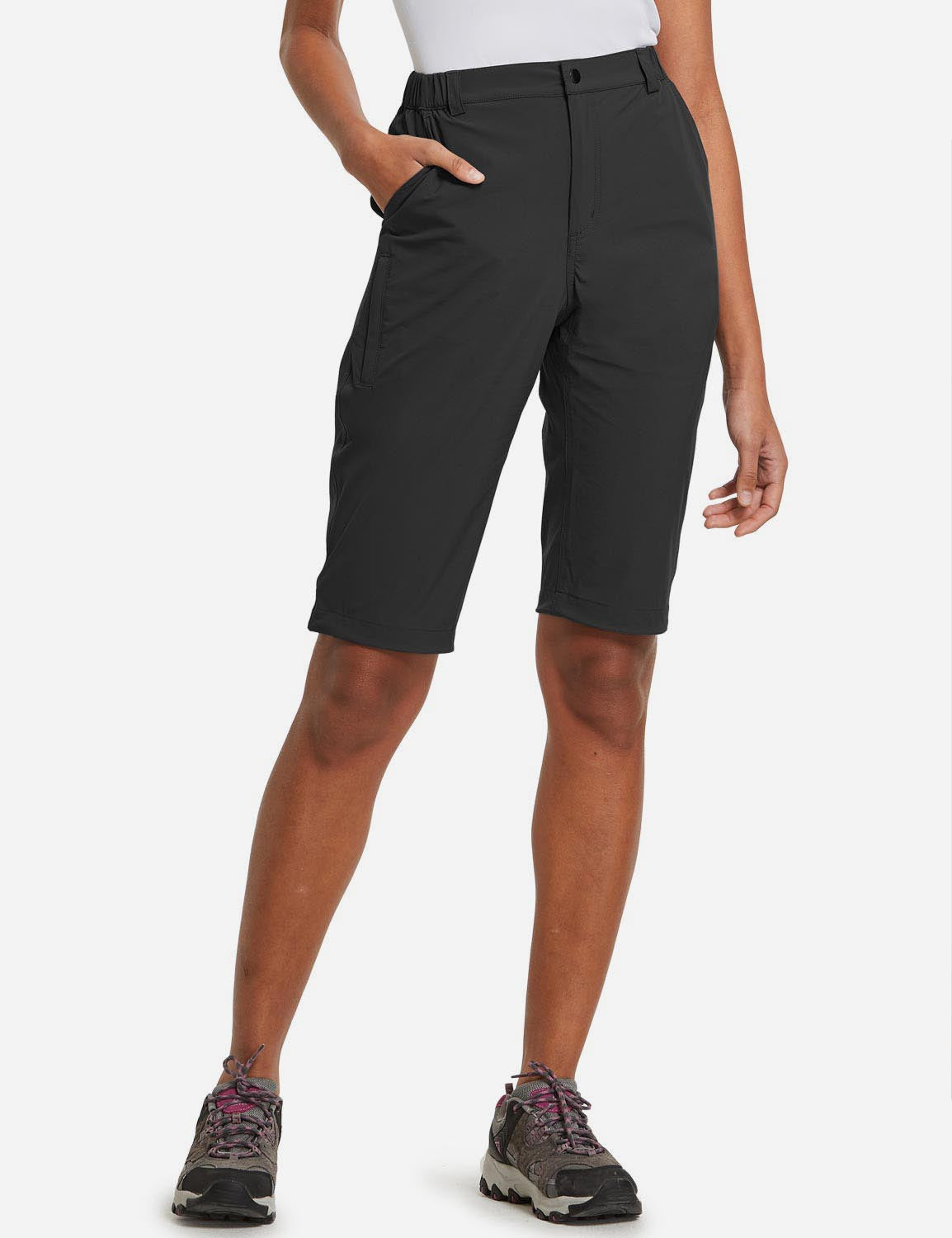 Women's 50+ Quick Dry UPF 50+ Cargo Shorts FP04W, Black / Large