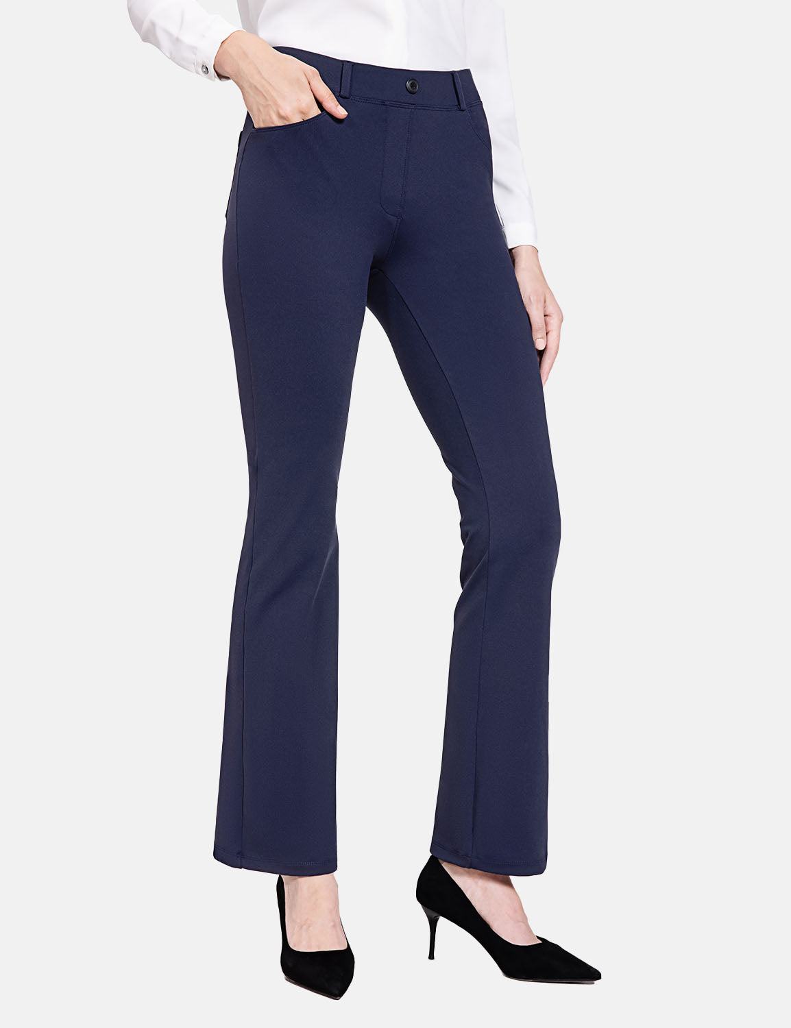 Baleaf Women's Mid Rise Workleisure Petite Tall Bootcut Pants