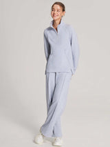 Set: Half-Zip Pullover & Wide-Leg Sweatpants