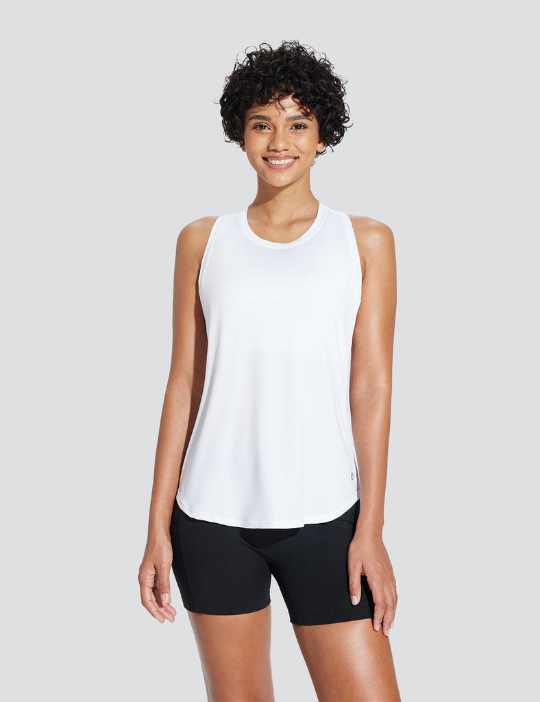 Baleaf Women's Quick-Dry Neck-Length Tank Top Lucent White Main