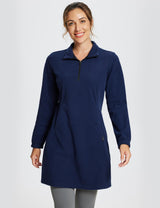 Long-Sleeve Quarter Zip Thermal Tunic Dress
