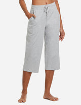 Buy BALEAF Women's 15/17 Capri Yoga Pants Cotton Drawstring Workout  Sweatpants Summer Causal Lounge Pants with Pockets, Grey, Medium at