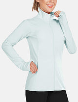 Baleaf Women's Thermal Fleece Tops Long Sleeve Running t-Shirt with  Thumbholes Zipper Pocket White Size M