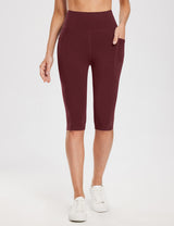 Buy BALEAF Women's Knee Length Leggings with Pockets Cotton Capris Pedal  Pushers Capri Yoga Pants 17, Black, Medium at